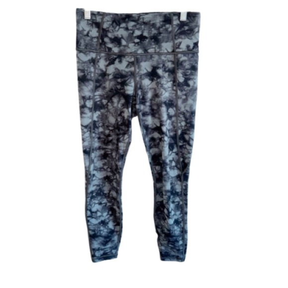 Athleta Gray Tie-Dye Salutation Powervita 7/8 Leggings Sz Small - Picture 2 of 11